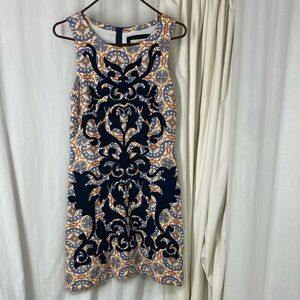Anthropologie 0 Vanessa Virginia Owen Floral Lined Sleeveless Dress Navy Detail